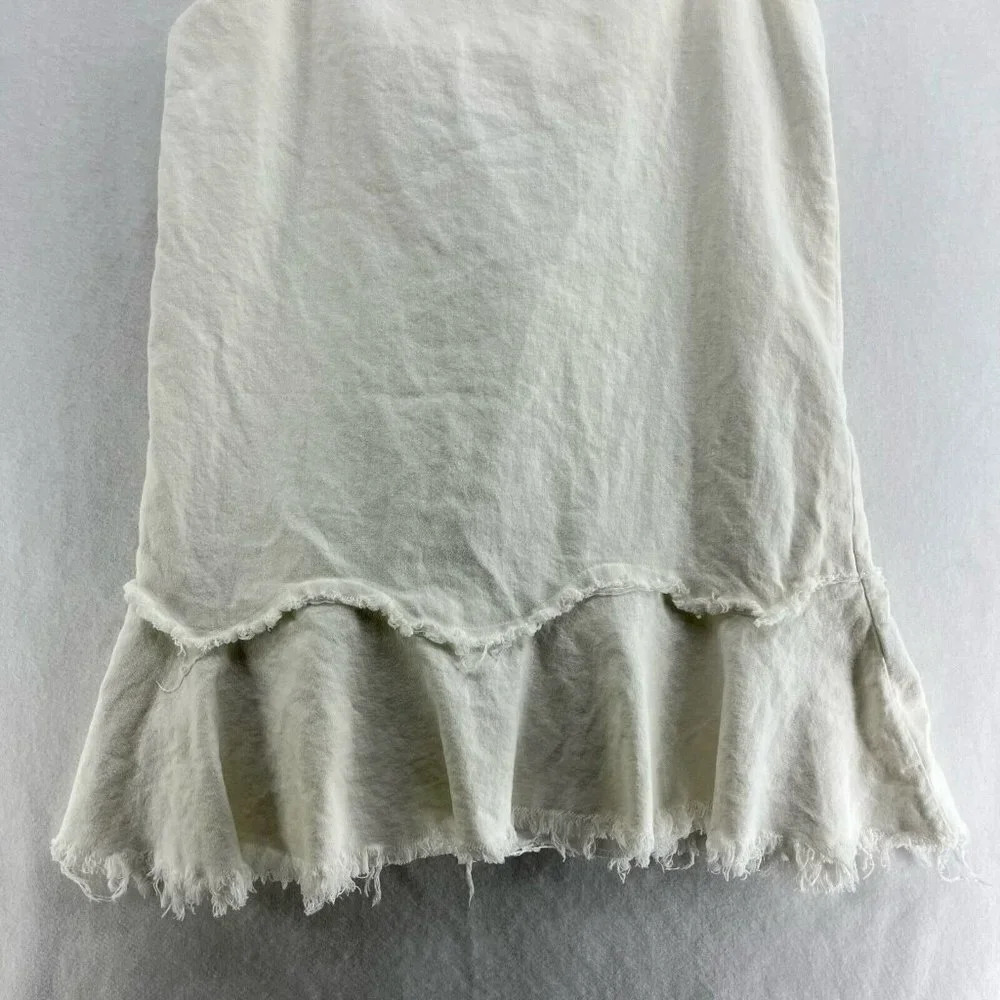 Whyte Valentyne Mini Dress Women's Sz 10 White Spaghetti Strap V-Neck Raw Hem - Picture 3 of 12
